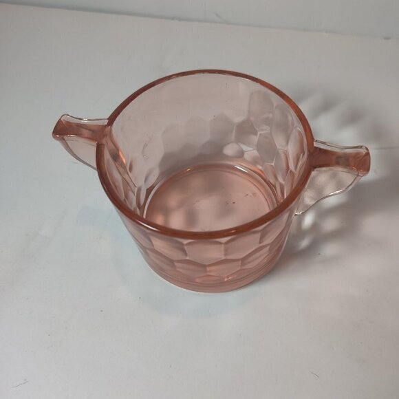 Depression glass pink creamer and sugar. Ice cube design in excellent condition. - Picture 3 of 4